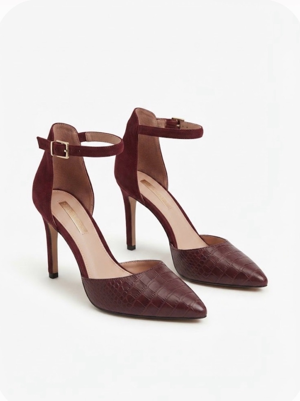 LOUISE et CIE Women's Pointed Toe Ankle Strap Pumps - Burgundy